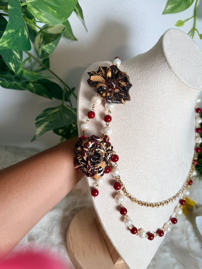 Crimson Rose Cascade Necklace
