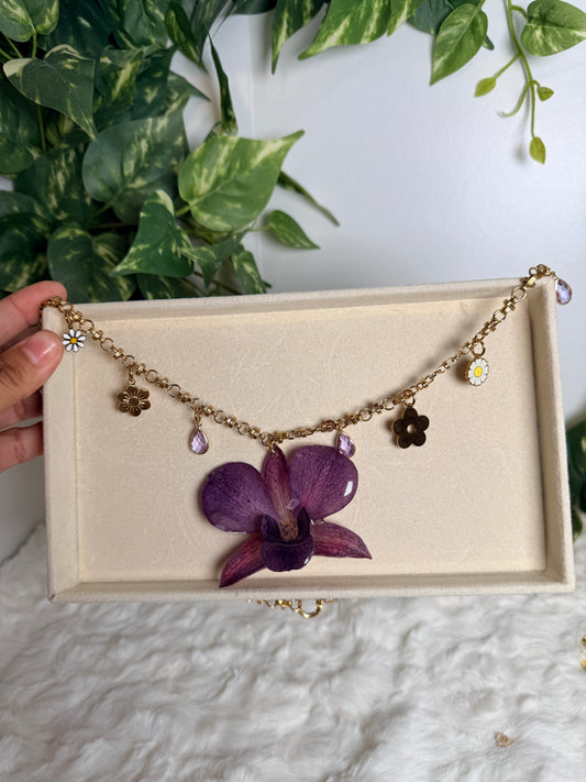 Violet Bloom Charm Necklace