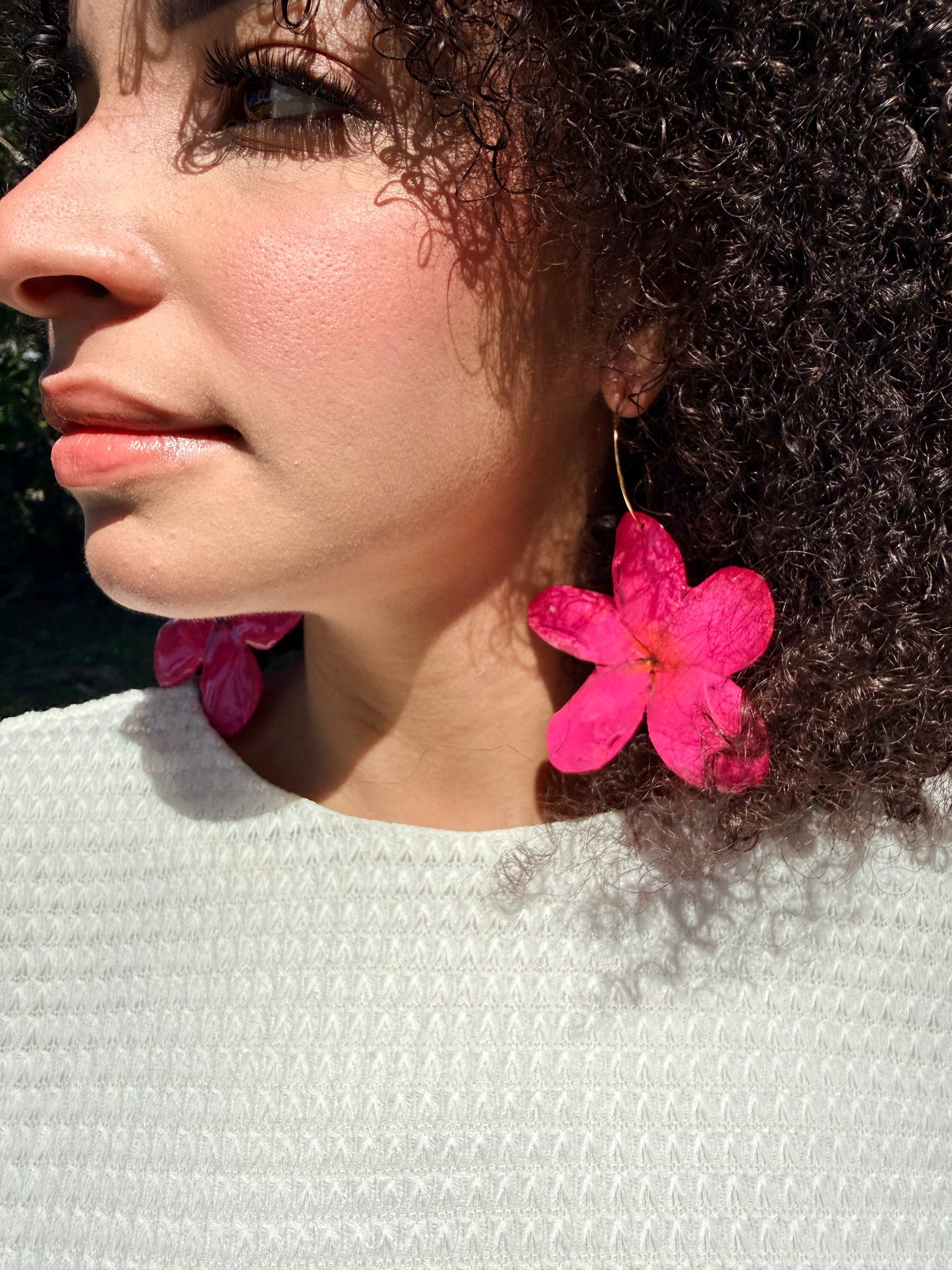 Pink plumeria earings