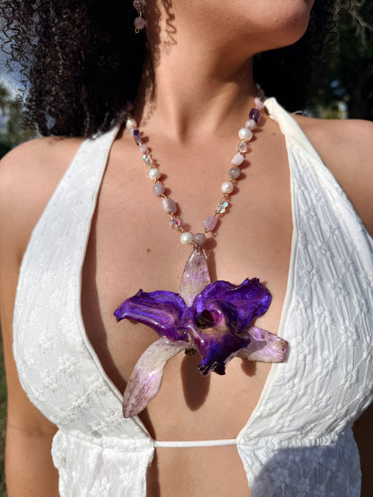 Améthyste pearl Cattleya Necklace