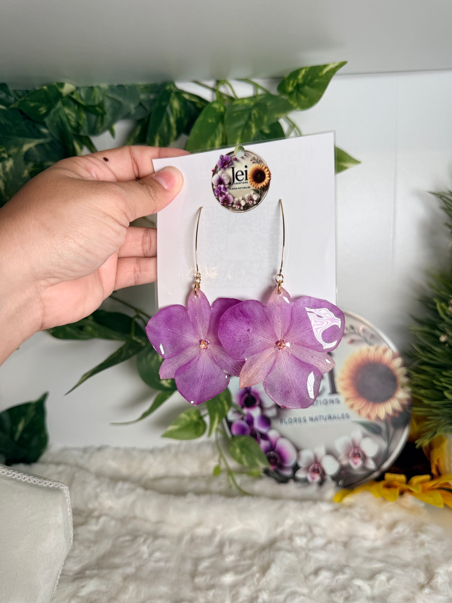 Lavender orchid Hoop Earrings