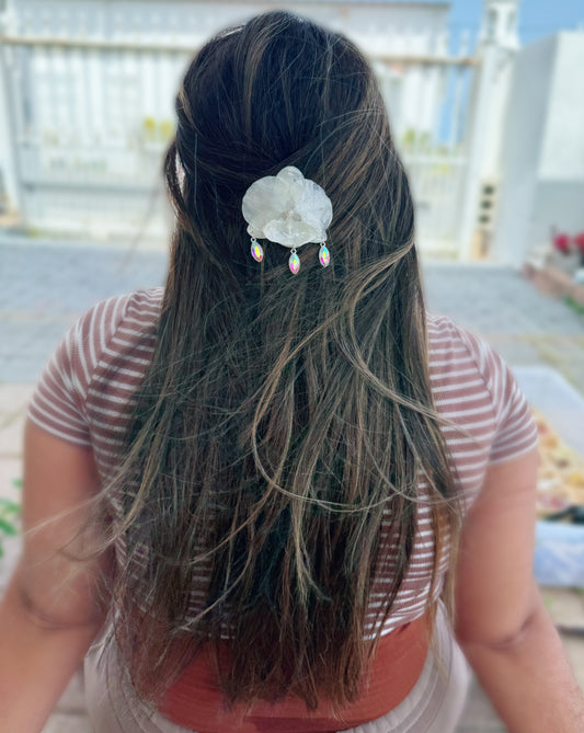 White Orchid Hair clip