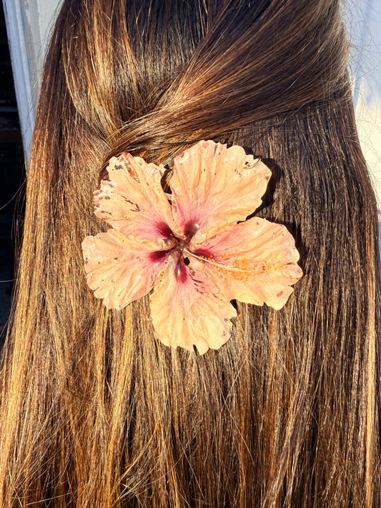 Peach/Pink amapola hair clip