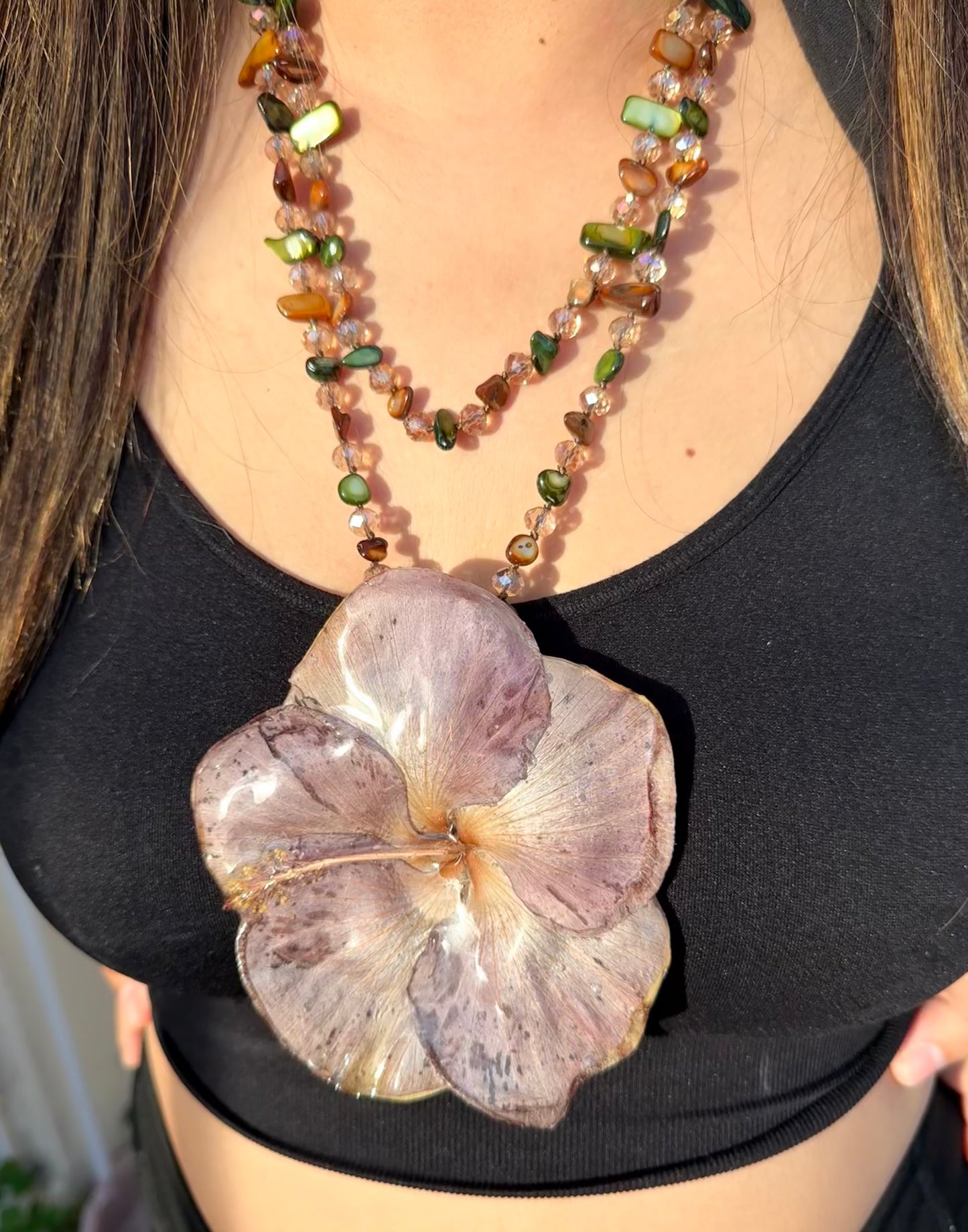 Earth Tone Poppy 2 in 1 Necklace/hairclip