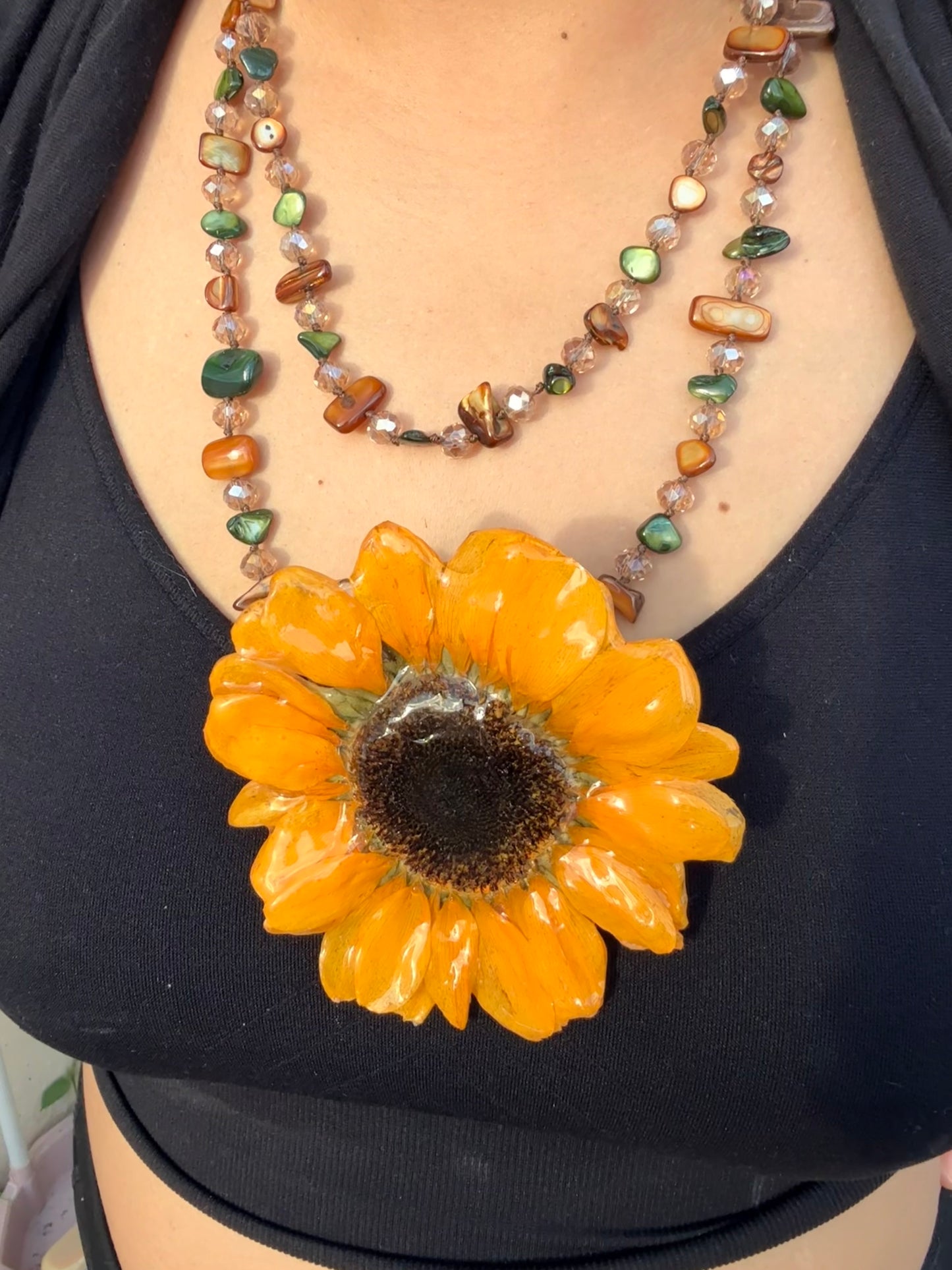 Golden Sunflower 2-in-1 Necklace & Hair Clip