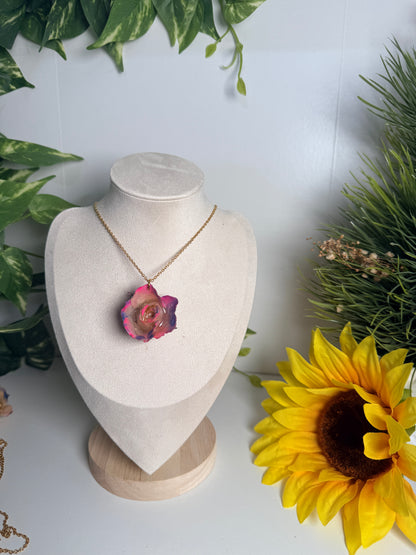 Colorful Rose Bloom Necklace