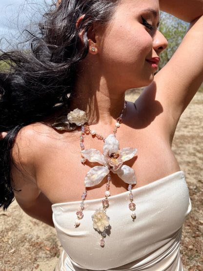 Cymbidium Pearl Cascade Necklace