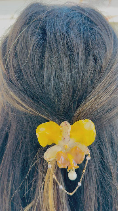 Yellow Orchid Hair Clip