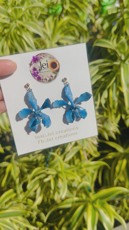 Blue Vanda Orchid earings