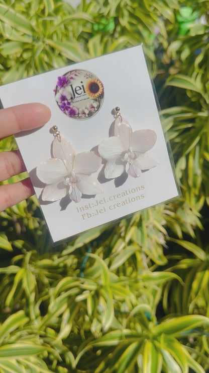 Baby white orchid earings