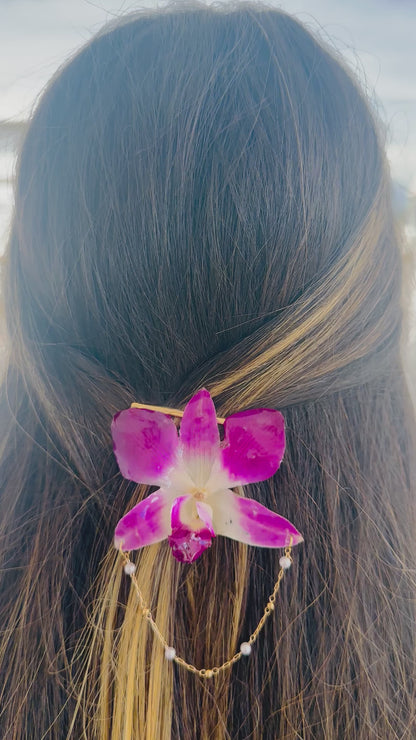 Pink/Purple Orchid Hair Clip